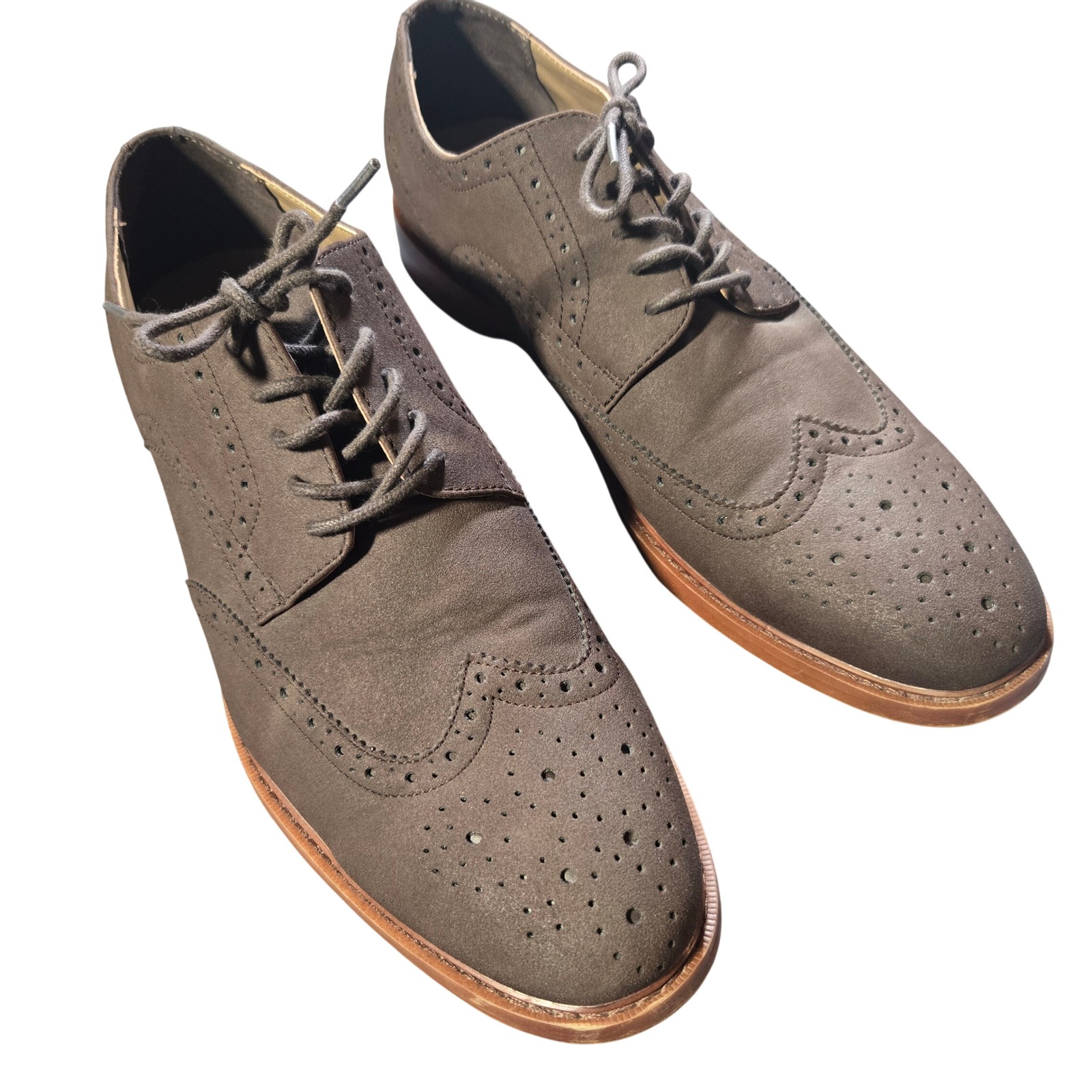 George Mens Brown Wingtip Brogue Oxford Dress Shoes Memory Foam Sz13 Work Preppy